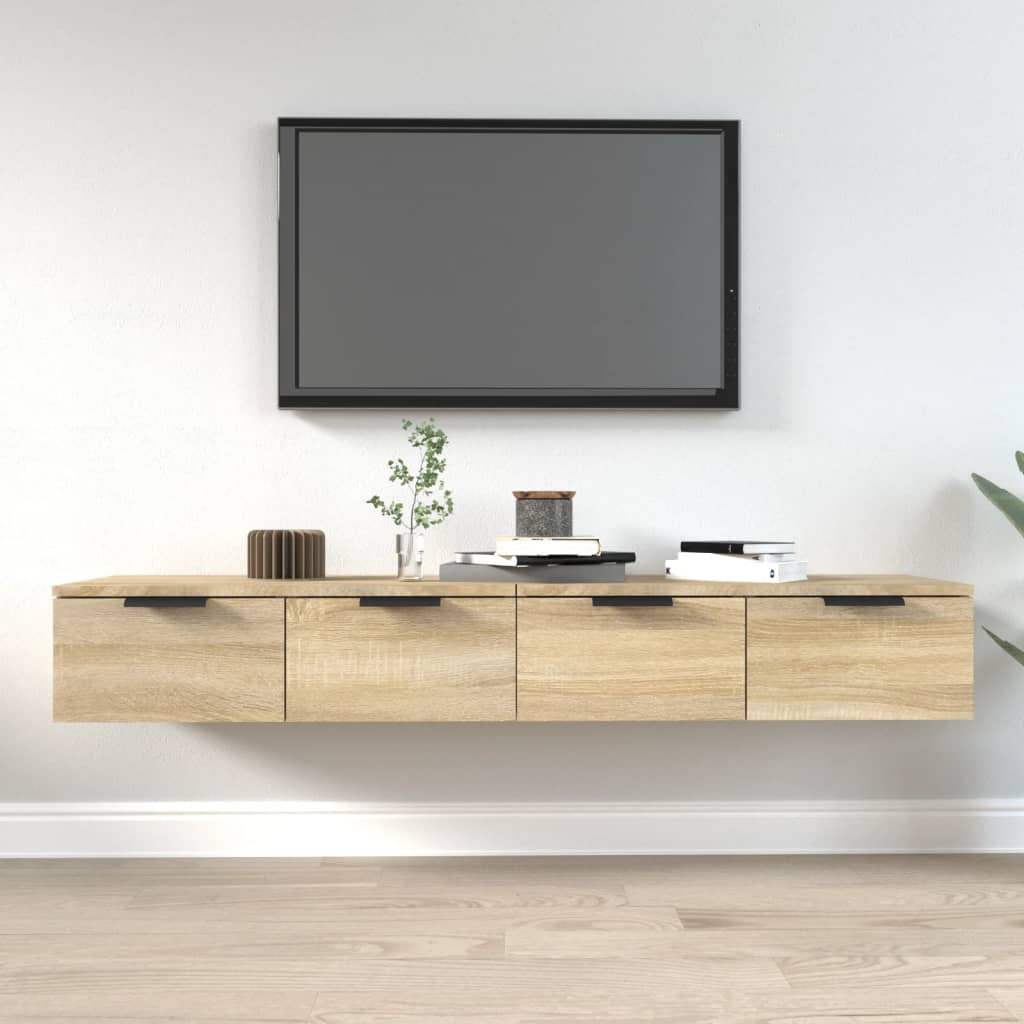 Vidaxl (Sonoma Oak) 2X Wall Cabinets Engineered Wood Floating Hanging Cabinet Multi Colours - Image 4