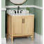 Meuble-lavabo simple 30 po avec comptoir en quartz, lavabo et dosseret Blunt. Placage de bois de teck. Pré-assemblage-1455301791