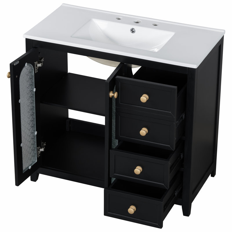 Meuble-lavabo 36 po, Noir