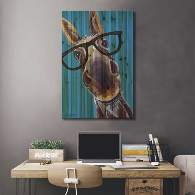«Donkey Snickers Glasses on Wood» par Hippie Hound Studios, impression