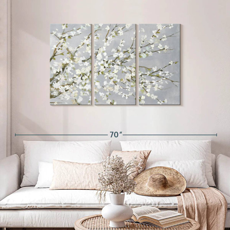 Fleurs blanches Harnek, H 28 po x l 45 po