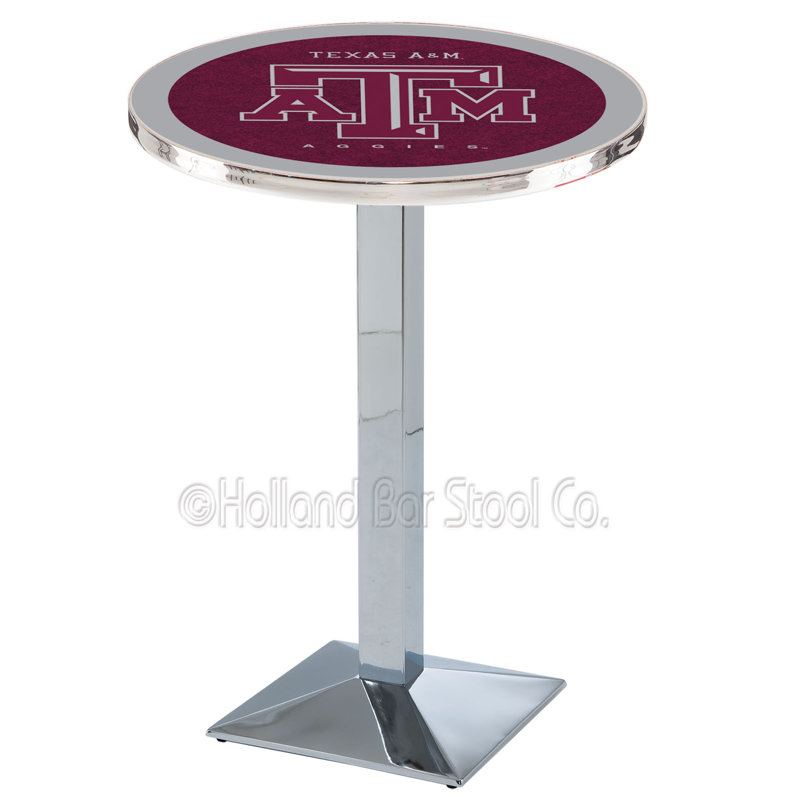 Round Metal Base Dining Table, Chrome, Texas A and M