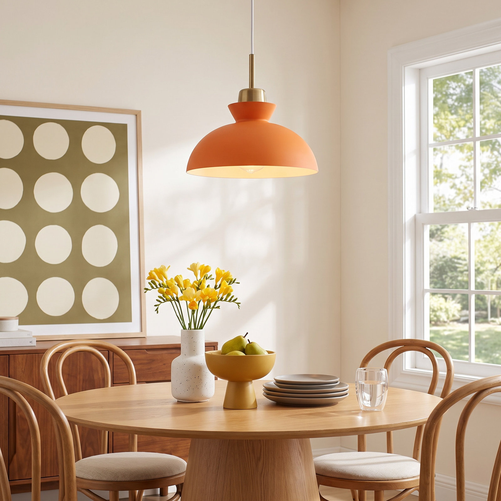 Gibran Single Light Dimmable Pendant, Orange