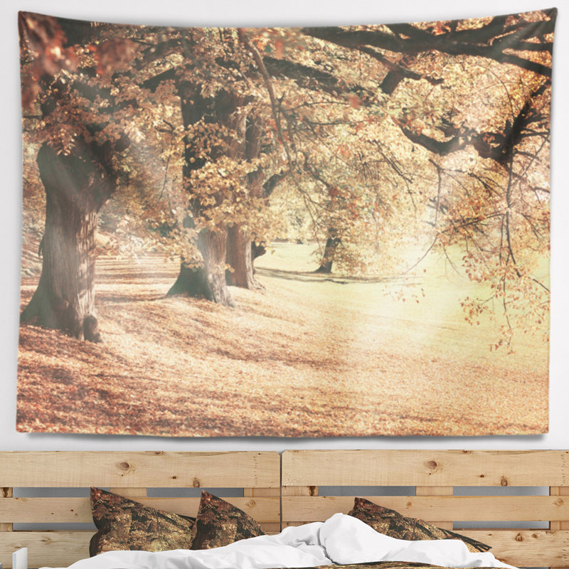 Tapisserie de forêt d'automne, H 68 po x l 80 po