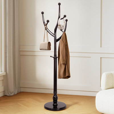 Solid Wood Freestanding 8- Hook Coat Rack