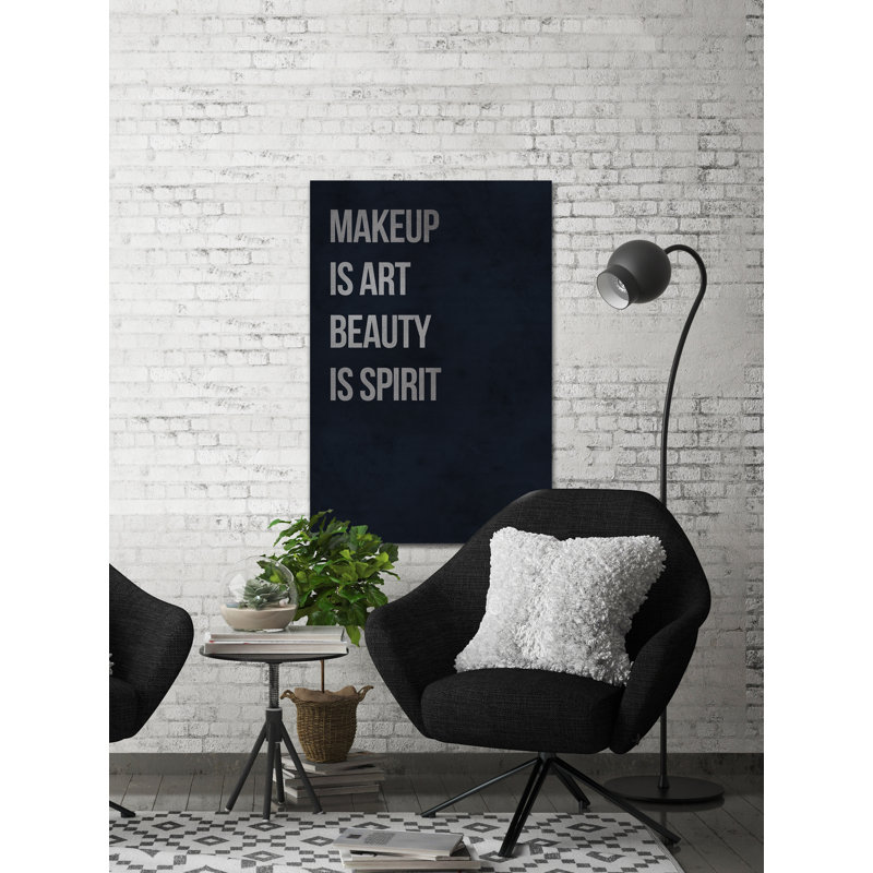 «Makup is Art Beauty is Spirit», reproduction d'art textuel sur toile tendue, H 12 po x l 8 po x P 1,5 po