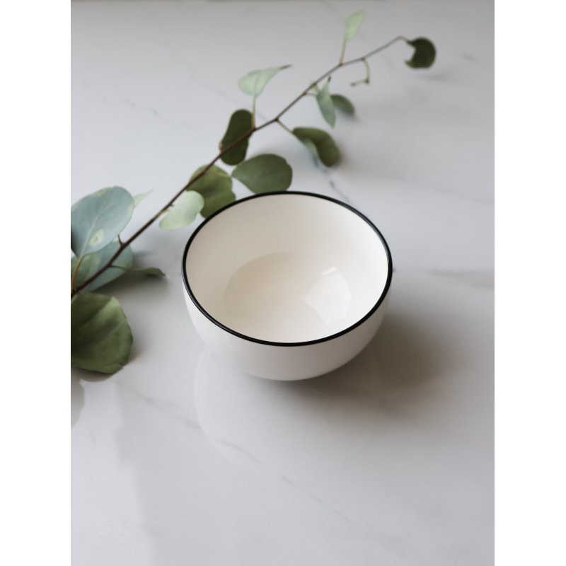 "The Minimalist Collection" blanc avec rebord noir - petit bol 4,5 "