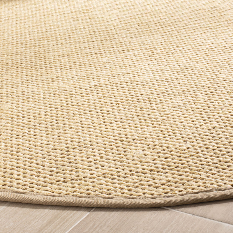Riju Natural Fiber Bordered Rug In Ivory & Beige, Round 183 cm