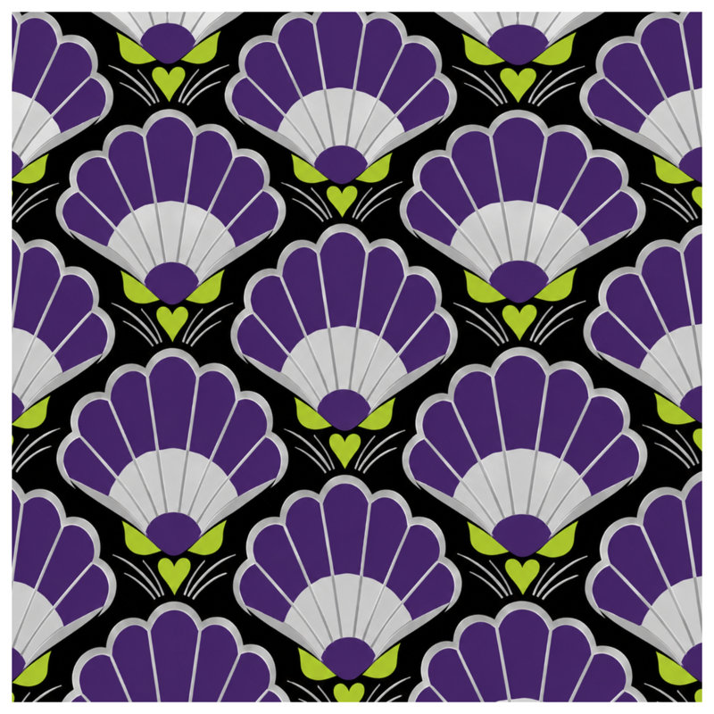 Édredon mauve à motif de éventail, Twin