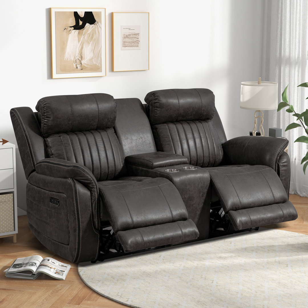 Zero Gravity Power Reclining Loveseat with Adjustable Headrest, Reclining Loveseat with Console Lark Manor™
