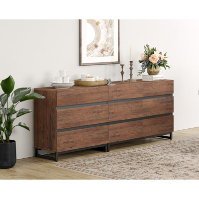 Buffet 2 en 1 avec 9 tiroirs, crédence moderne avec base en métal, armoire de rangement pour bar et salon, cuisine
