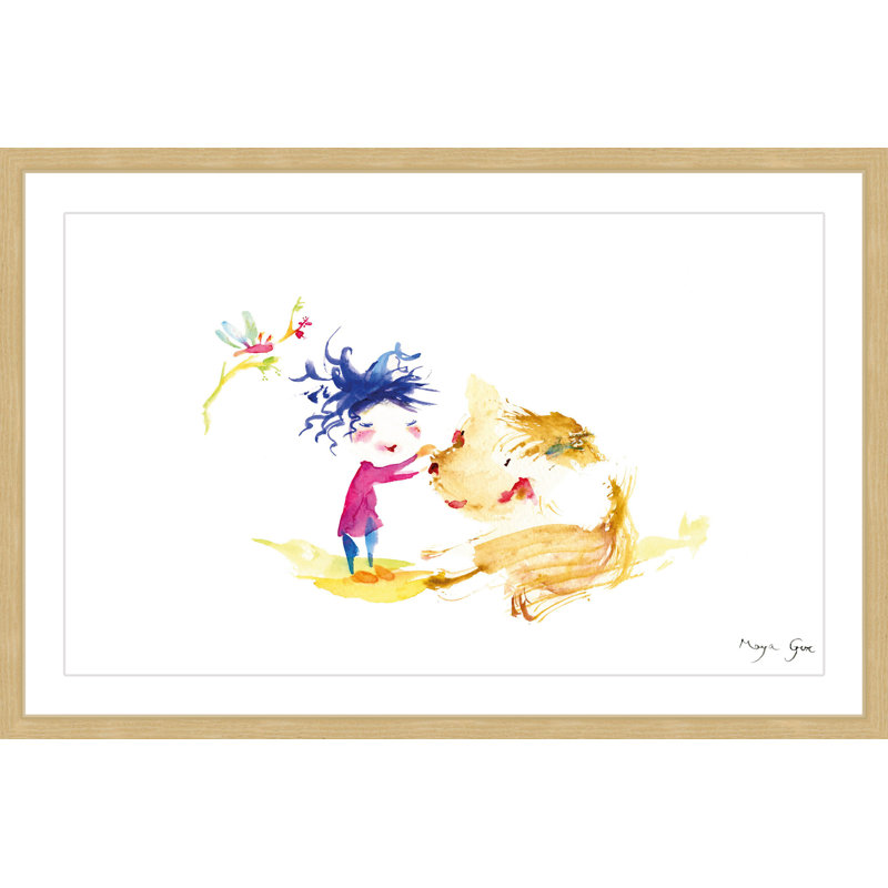 «A Girl and a Dog» par Maya Gur, reproduction d'art encadrée, H 16 po x l 24 po x P 1,5 po
