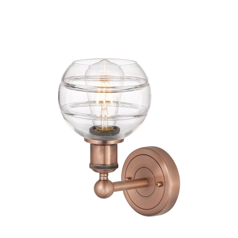 Applique murale 8 lumières Edison Bienes, Transparent, H 10,13 po x l 5,88 po x P 7,44 po, Cuivre antique