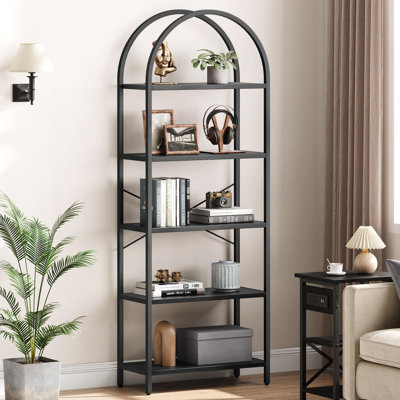 Arched Bookshelf 5 Tier Bookcase Display Racks Tall Bookshelves Modern Storage Rack Shelf Large Wood Book Shelf for Bedroom, Living Room, Home Office by Mercer41