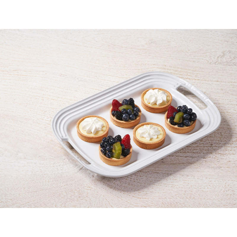 Stoneware Rectangular Serving Tray, White, 1.5" H x 14" W x 9.7" L