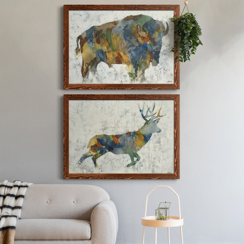 Plains Icon - ensemble de 2 impressions, H 37,5 po x l 55 po x P 1,5 po, Toile avec cadre érable, Pas de tapis