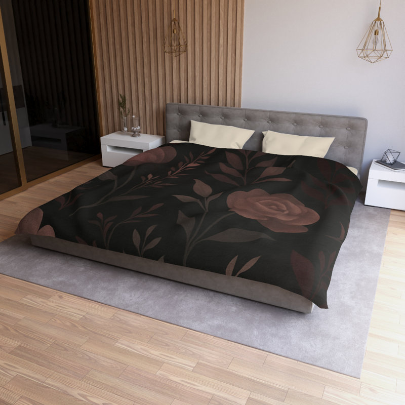 Microfiber Duvet Cover Boho Style, Design 67, King Duvet Cover, Cream