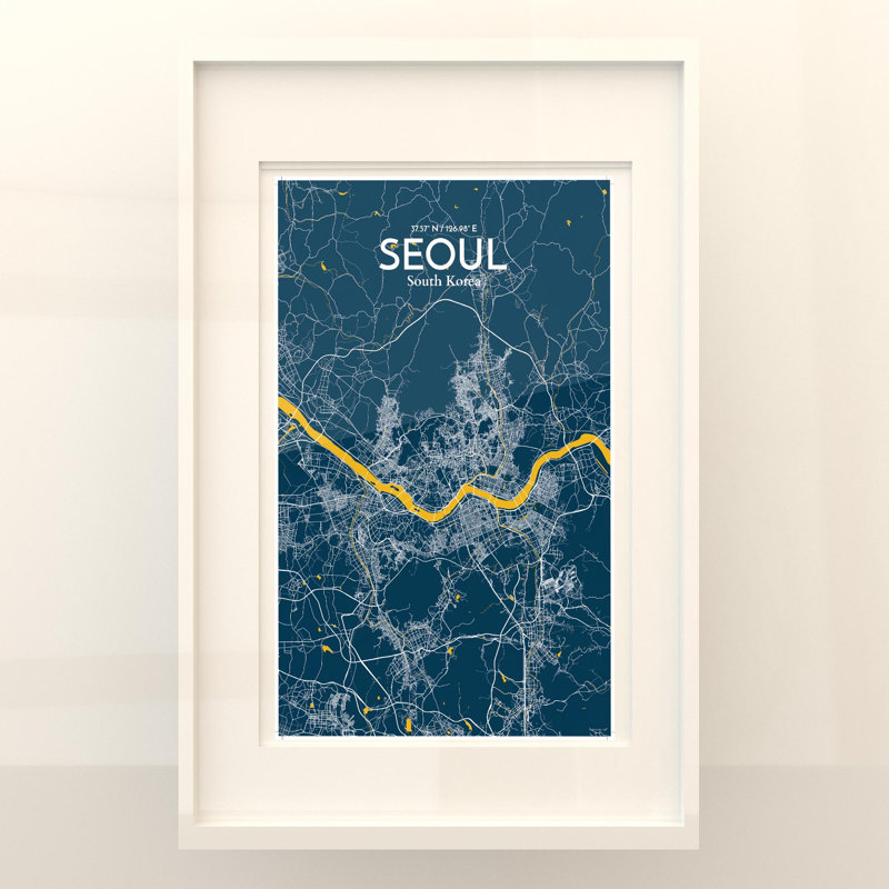 Seoul City Map In Amuse - No Frame Print, 17cm H x 11cm W x 0.05cm D