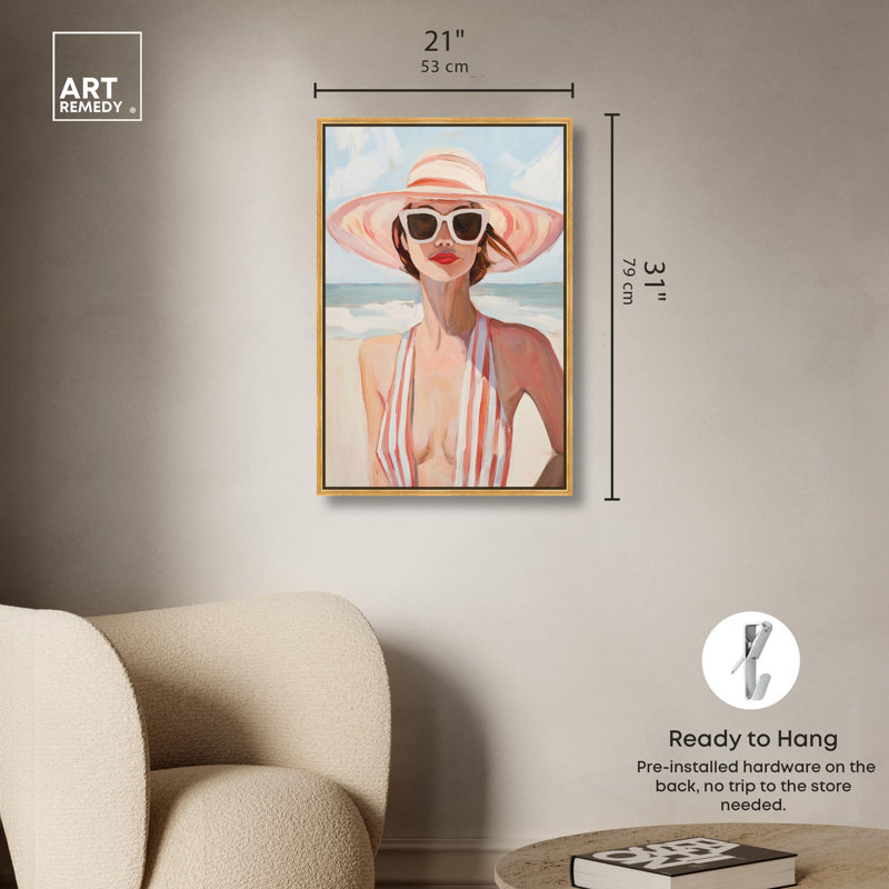 Art Remedy Modern Coastal Print Canvas, 31" H x 21" W, Gold Floater Framed