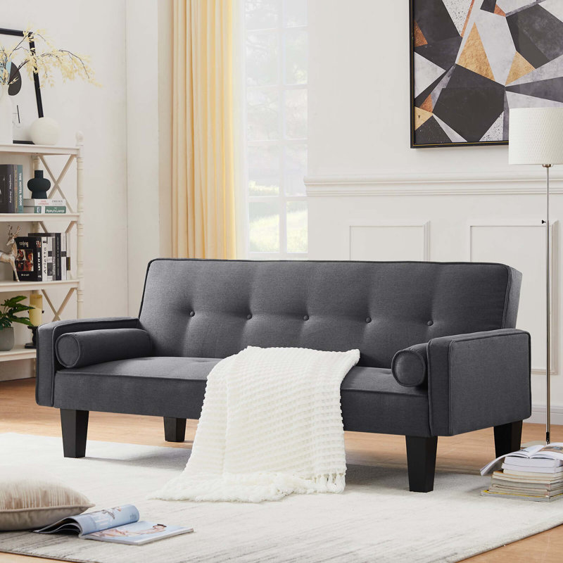 Convertible Folding Tufted Sofa Bed, Modern Sectional Sofa couch For Compact Living Space,sofas,couches, Dark Gray