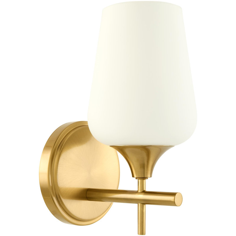 Yueva Wall Sconce, White, Brass, 1