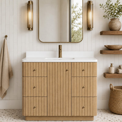 Meuble-lavabo simple 42 po avec plateau en pierre d'ingénierie La Jolla