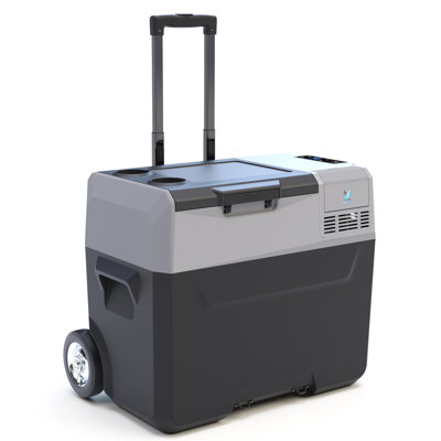 42Qt Car Freezer Portable Refrigerator with APP Control and 6'' Off-road wheels, 12V,45W Cooler Freezer, No Battery