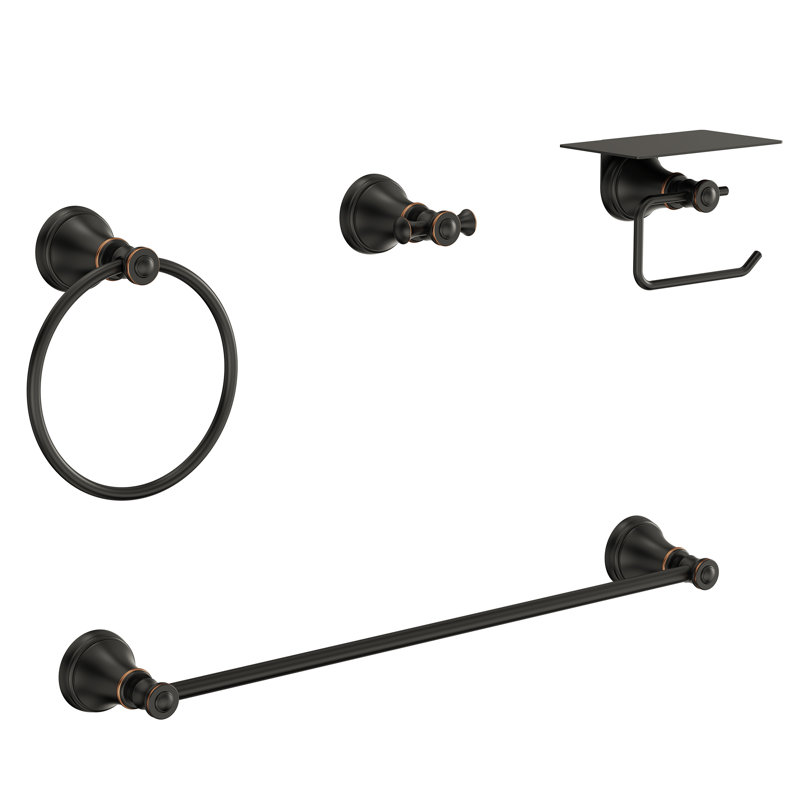 4-Piece Bathroom Hardware Set, Matte Black