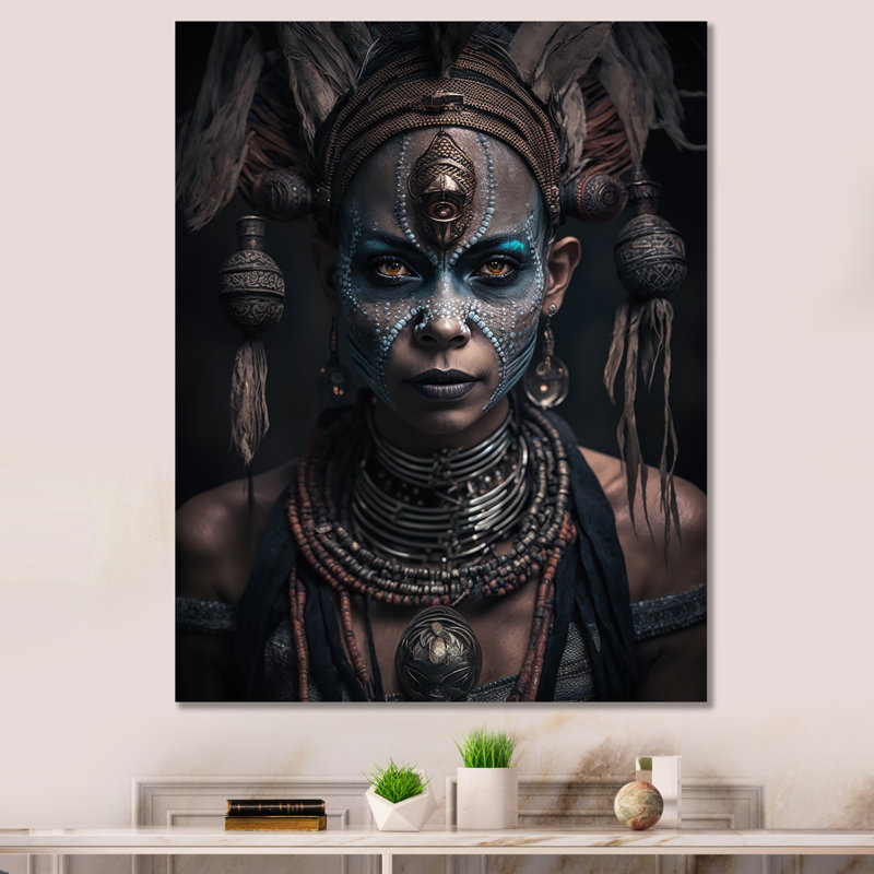 Cusson Tribal African Woman II sur impression sur toile, H 40 po x l 30 po x P 1,5 po, Toile tendue