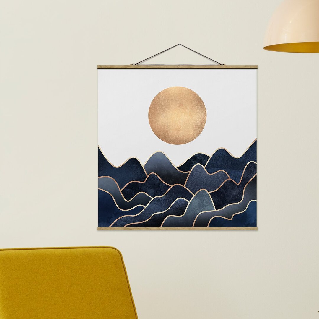 Poster Golden Sun Blue Waves von Elisabeth Fredriksson