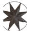 Décoration murale circulaire en métal bronze de 45,7 cm de diamètre, représentant une étoile à 8 branches de style western rustique vintage.