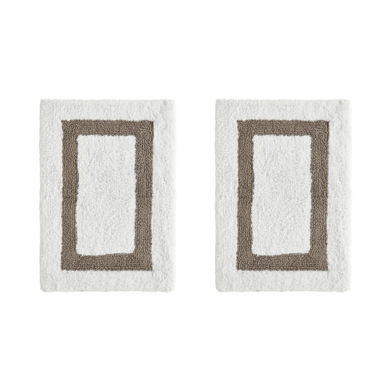 Ensemble de tapis pour salle de bain 2 pièces 100% coton 2370 g / m² Broshouse, tapis de salle de bain touffeté ultra moelleux, super absorbant certifié OEKO-TEX®, réversible, lavable à la machine, confort semblable au spa, blanc / beige