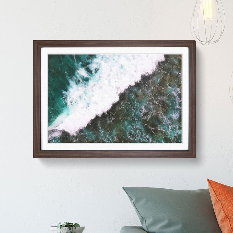 Waves in Midigama Beach - Picture Frame Painting Print, 33cm H x 45cm W x 2cm D, Walnut Framed