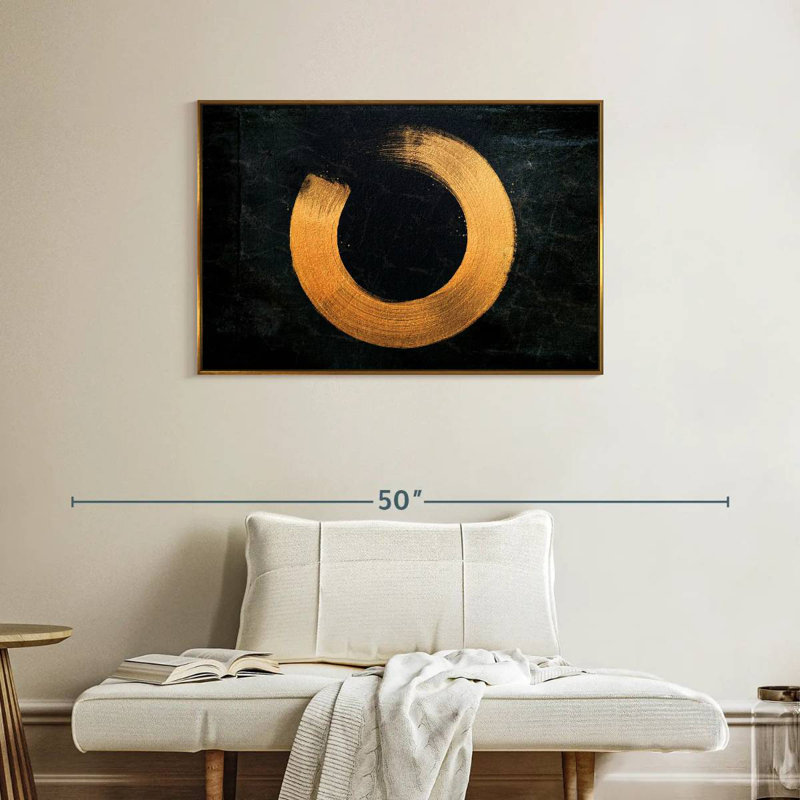 Cercle zen doré, Cadre flottant doré, 37 po x 25 po