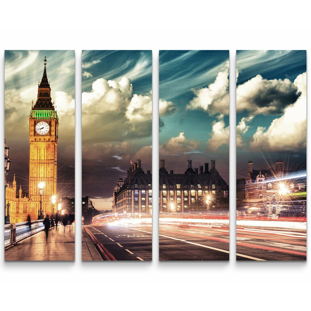 4-tlg. Leinwandbilder-Set Westminster Bridge mit Big Ben