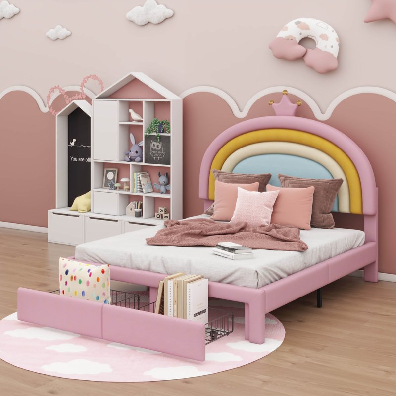 Tiroir de rangement en velours arc-en-ciel Princess, Lit double 