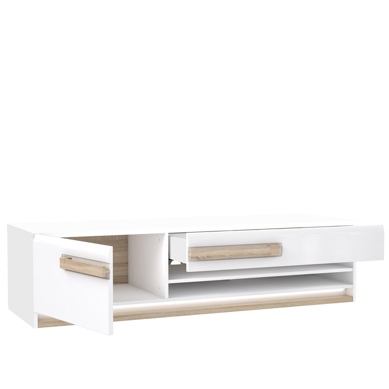 Attention Unfinished TV Stand, Oak/White, 45cm H x 140 cm W x 60 cm D