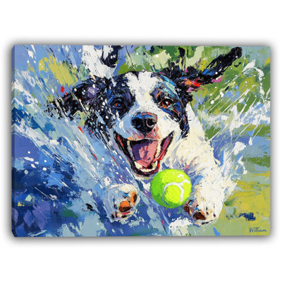 Joyful Splash - Dog with Tennis Ball