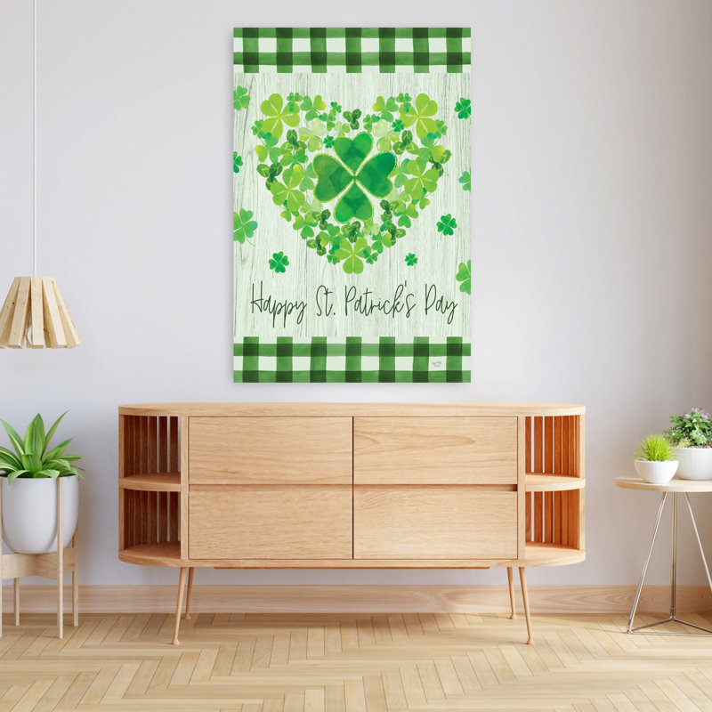 Joyeuse fête de la Saint-Patrick, art abstrait de printemps contemporain, H 48 po x l 32 po