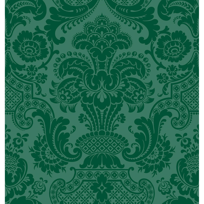 Mariinsky Damask Wallpaper Roll, Green
