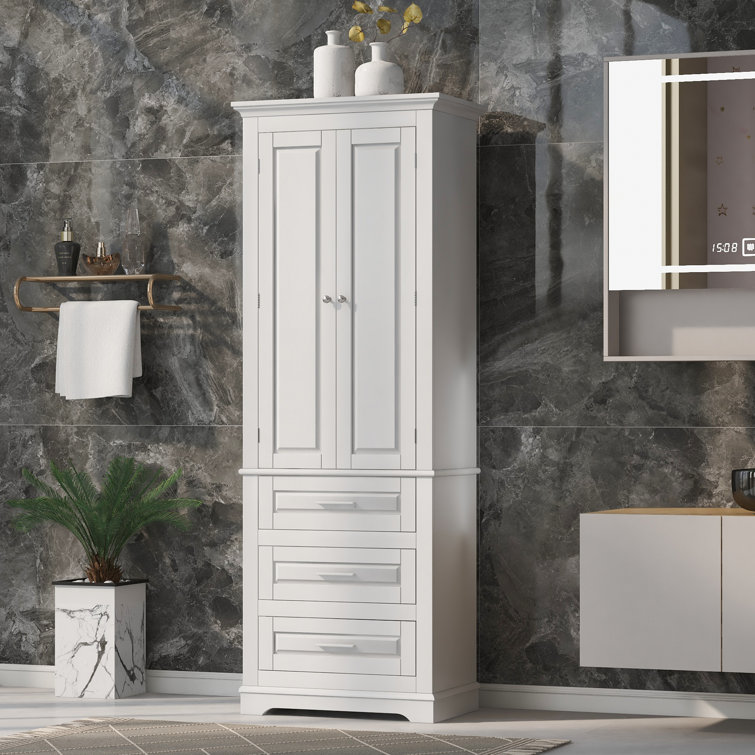 Cádiz 22in. Grey Linen Storage Cabinet for Bathroom and more