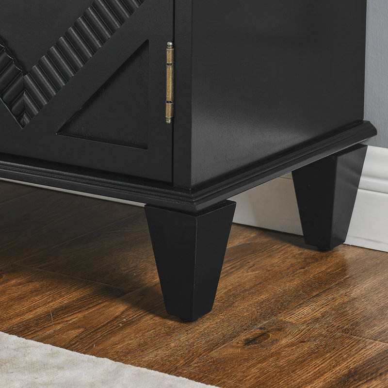 Buffet rétro 33,6 "en bois avec rangement, Noir