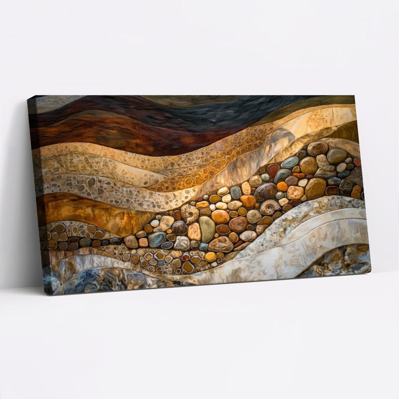Ensemble de 1 tableau sur toile « Vagues de pierre », 40“W x 20”H, Toile tendue