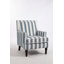Chaise d'appoint rembourrée, fauteuil vintage avec tissu en lin rayé bleu et blanc et garniture cloutée pour le salon