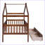 Lit plateforme simple en bois de pin massif avec 2 tiroirs au fini noyer pour la chambre à coucher-505376914