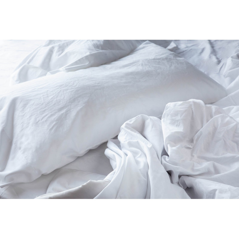 Ensemble de draps en percale 100% coton 300 fils Percale, Blanc, Ensemble de draps pour grand lit + un drap-housse 