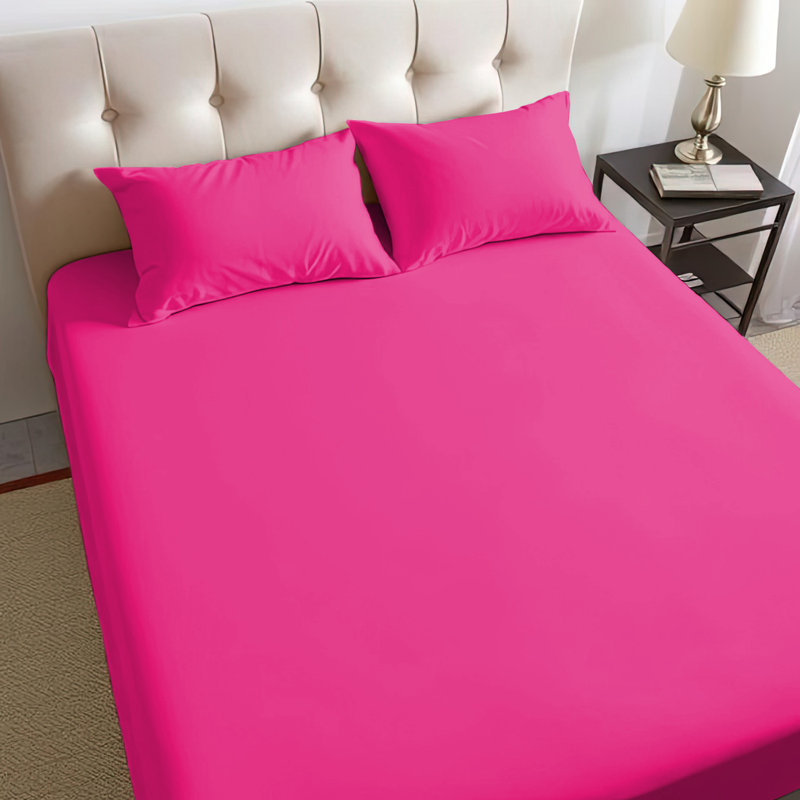 40cm Extra Deep Fitted Sheet – Soft Microfiber, Wrinkle-Free, Cooling, Elastic Corners, Single (3'), Pink