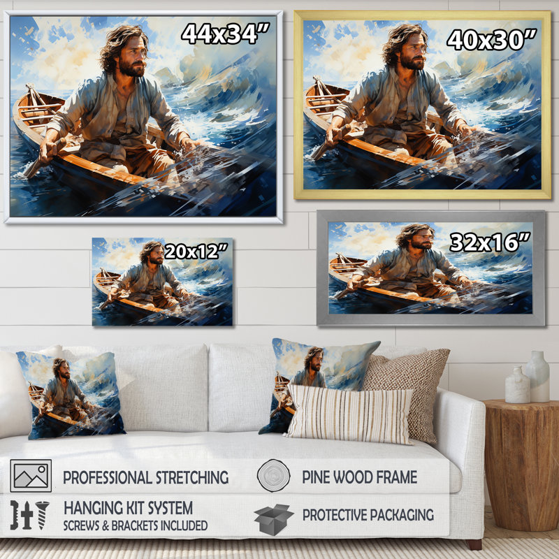 «The Fisher Of Men To Christianism Land - Christianity», reproduction sur toile, Cadre flottant doré