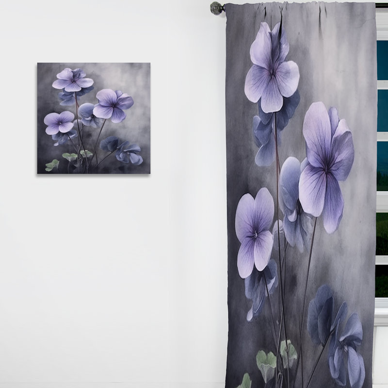 Rideau mauve à motif floral violet et violets Dream I - 1 panneau, L 52 po x L 63 po