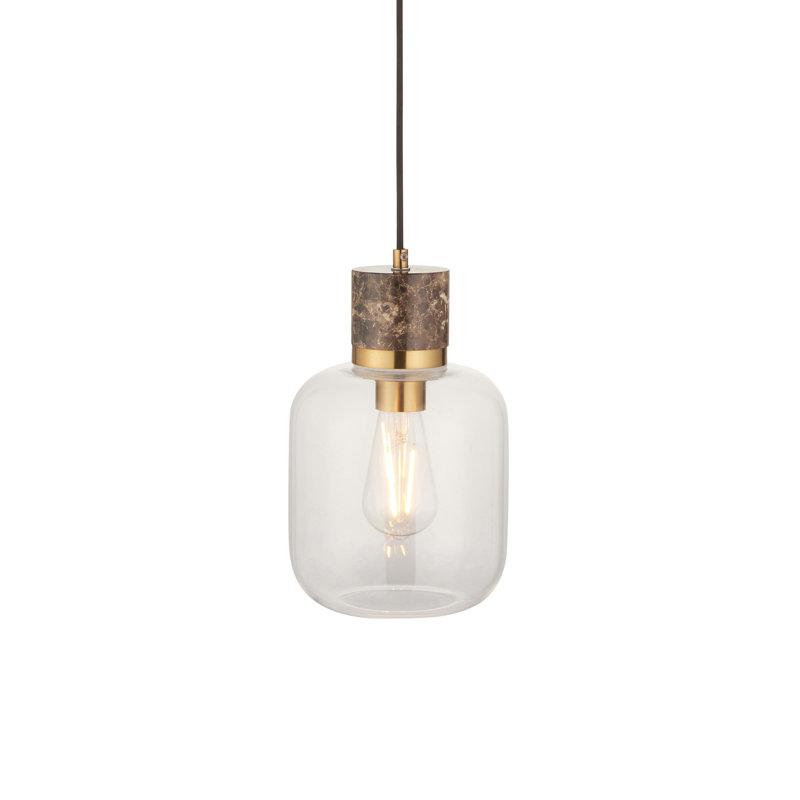 1 - Light Brass Pendant, Dark Brown